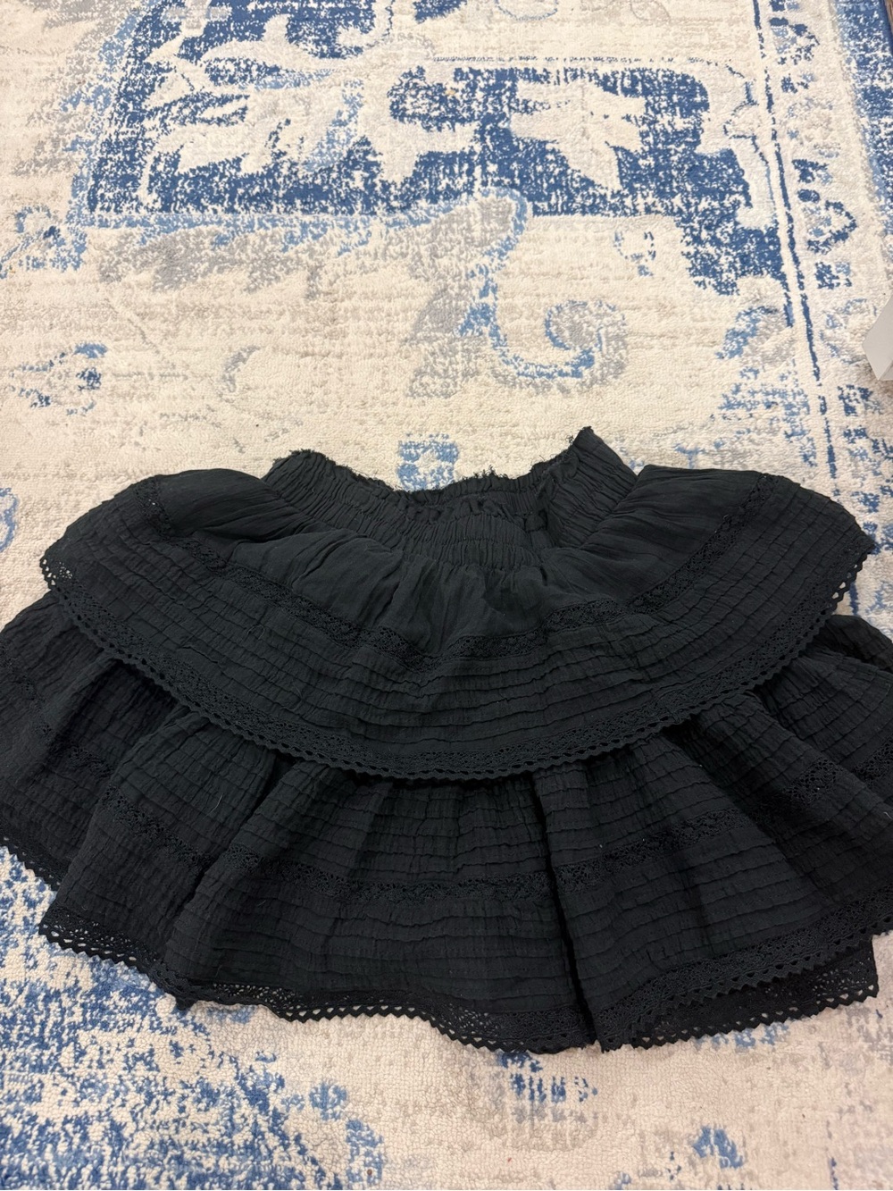 aerie Black Tiered Smocked Skater Skirt